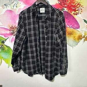 Jachs Girlfriend Shirt Adult XXL Black & White Plaid Pockets Tunic Women Comfort
